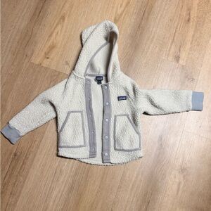 Patagonia Cream and Gray Kids Hoodie